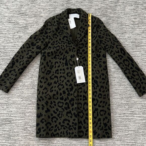 NWT HARRIS WHARF LONDON
Cocoon Leopard Printed Boiled Cotton Coat Green Small - Picture 8 of 15